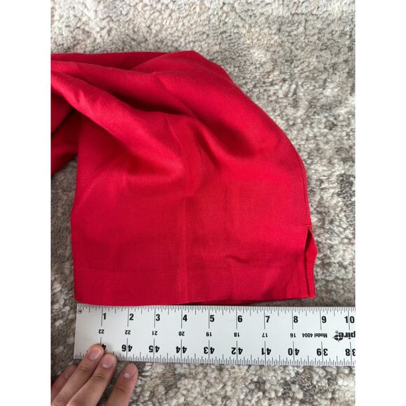 Larry Levine Sport Size 12 Cropped Linen Blend Flat Front Pants Red Zip - Picture 9 of 13
